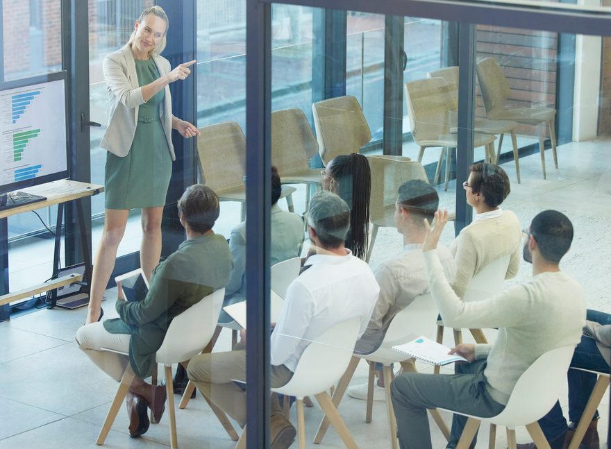 Facilitator guiding a project management session